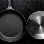 Cast iron vs stainless steel cookware comparison – two pans side by side