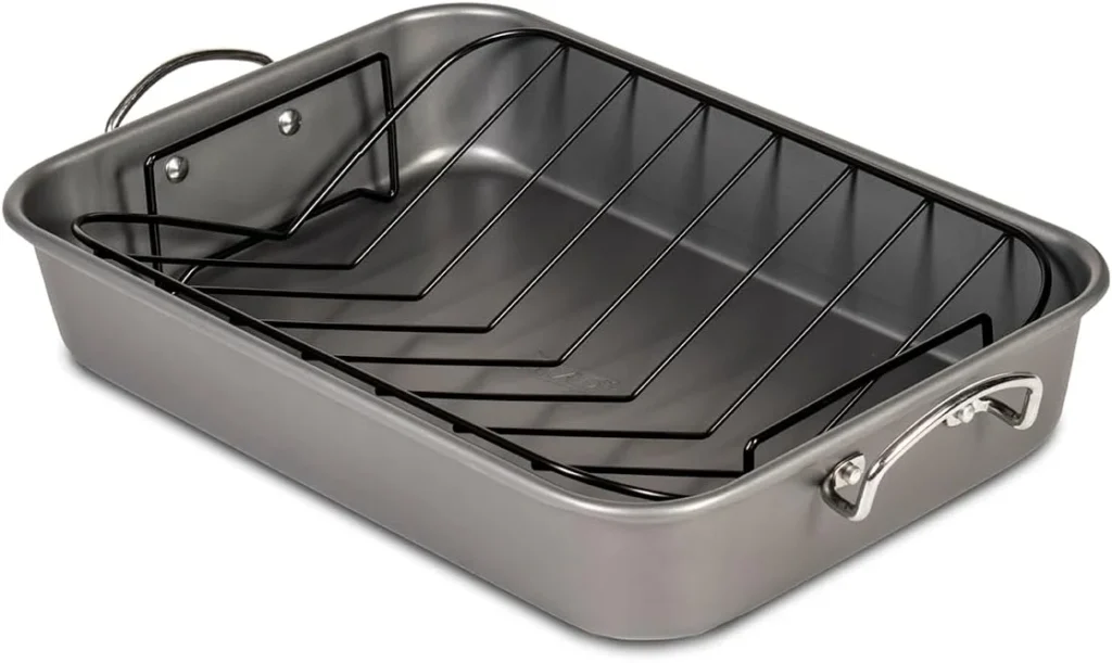Glad Roasting Pan Nonstick 11x15 - Heavy Duty Metal Bakeware Dish with Rack - Large Oven Roaster Tray for Baking Turkey, Chicken, and Veggies
Heavy Duty Nonstick 11x15 Roasting Pan with Rack