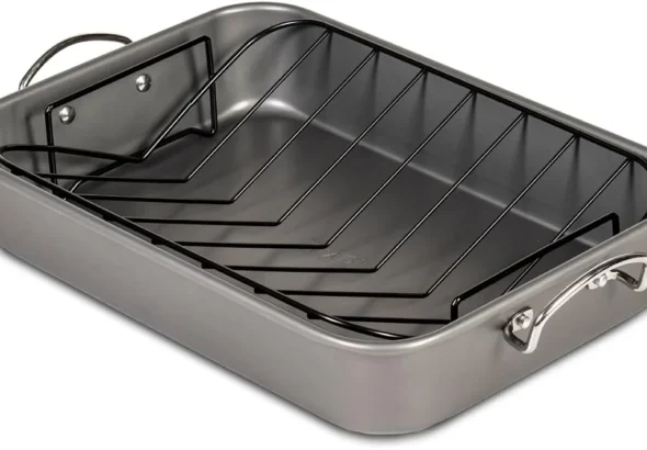 Glad Roasting Pan Nonstick 11x15 - Heavy Duty Metal Bakeware Dish with Rack - Large Oven Roaster Tray for Baking Turkey, Chicken, and Veggies
Heavy Duty Nonstick 11x15 Roasting Pan with Rack