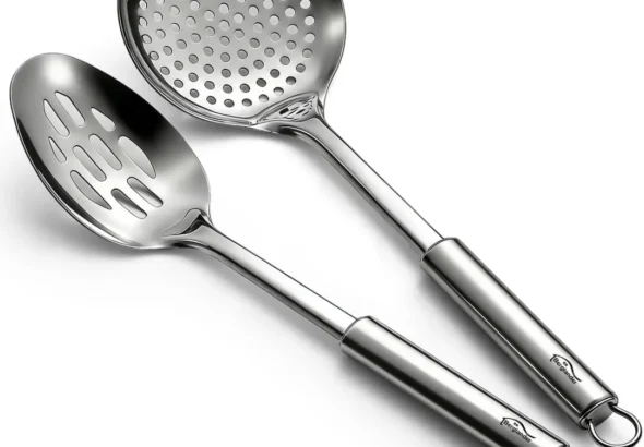 Berglander 13-Inch Stainless Steel Slotted Spoon & Spider Strainer Set, 2