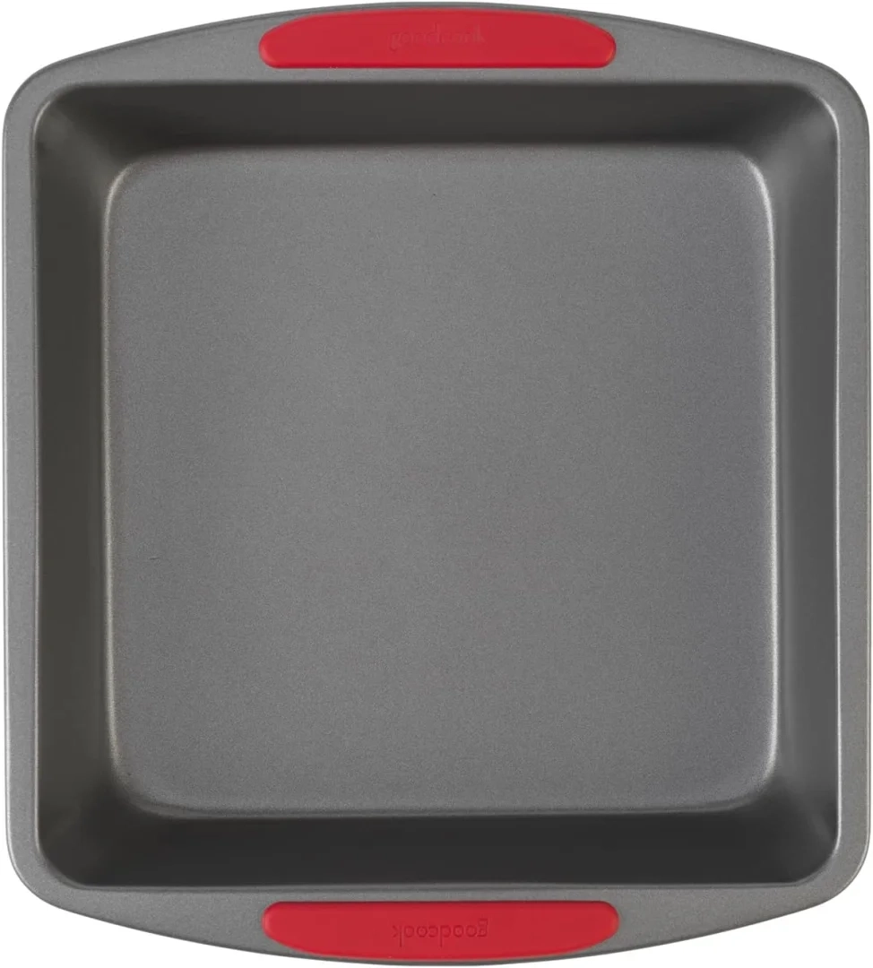 GoodCook MegaGrip Baking Pan with Silicone Grip Handles Square Non-Stick Heavy-Gauge Steel Cake Pan Baking Dish for Brownies Bread Cake Baked Goods & More, Dishwasher Safe, 8x8-Inch,
GoodCook MegaGrip 8x8 Inch Square Non-Stick Heavy