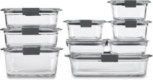 Rubbermaid Brilliance Glass Containers for Food Storage, 9-Piece Assorted Set, BPA-Free, Leak