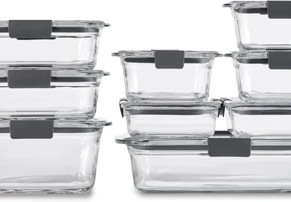 Rubbermaid Brilliance Glass Containers for Food Storage, 9-Piece Assorted Set, BPA-Free, Leak