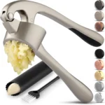 Zulay Kitchen Premium Garlic Press Set - Extra Large Bowl for Large Garlic Cloves - Rust-Proof Garlic Mincer - Easy-Squeeze, Easy