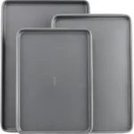 GoodCook Everyday Nonstick Baking Sheet Set, 3 Pack Includes Small (139) Medium (151) and Large (1711) Pans Carbon Steel Construction Cookie Sheets Bakeware Set, Gray
GoodCook Nonstick Baking Sheet Set, 3