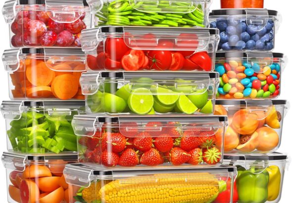 Canfanni 40 Piece Food Storage Containers with Lids, BPA-Free | Includes 20 Containers & 20 Lids,Plastic Food Containers for Kitchen Storage and Organization,Leak Proof Meal Prep Container