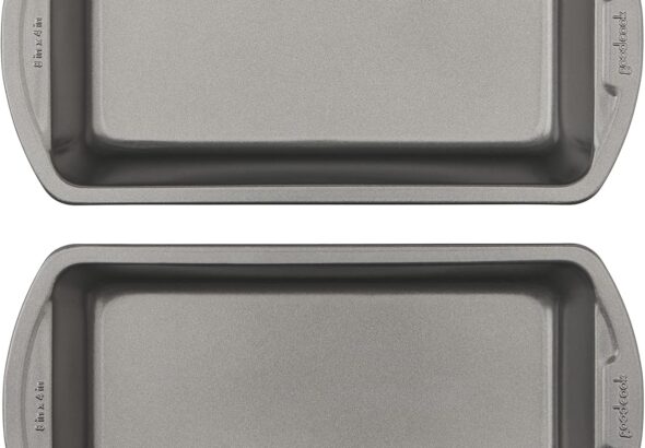 GoodCook Nonstick Loaf Pan 8 x 4-Inch Heavy-Duty Steel Bakeware with Easy-Clean Non-Stick Coating, Oven & Dishwasher Safe Pan for Meatloaf Breads Lasagnas Casseroles & More, Set of 2, Gray
GoodCook Nonstick Loaf Pan, 8x4-Inch, Heavy-Duty Steel, Easy