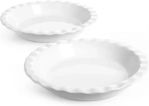 LE TAUCI Ceramic Pie Pans for Baking, 9 Inches Pie Plate for Apple Pie, Round Baking Dish, 36 Ounce Fluted Dish Pie Pan, Set of 2, White
Set of 2 LE TAUCI White Ceramic Pie Pans, 9