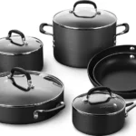 Calphalon 10-Piece Non-Stick Kitchen Cookware Set Black Pots & Pans with Stay-Cool Stainless Steel Handles Hard-Anodized Aluminum for Even Heating
Calphalon 10-Piece Nonstick Cookware Set, Hard-Anodized Aluminum, Black Pots & Pans with Stay