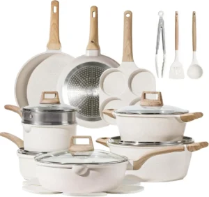 CAROTE 21pcs Pots and Pans Set, Nonstick Cookware Sets, with Egg Pan | Induction Kitchen Cooking Set, Durable, Easy Food Release, Fast & Even Heating, with Frying Pan
CAROTE 21