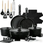 Umite Chef 21Pcs Pots and Pans Set Non Stick, Nonstick Ceramic Cookware Sets Detachable Handle, Non Toxic Healthy Induction Cookware, Kitchen Cooking Set, with Frying Pans Set, Dishwasher/Oven Safe
Umite Chef 21