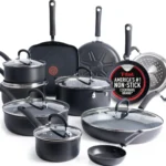 T-Fal Ultimate Hard Anodized Nonstick Pots and Pans Set 17 Piece, Nonstick Cookware Set with Fry Pan, Saucepans, Saute-Pan, Griddle, Dishwasher Safe, Onyx
T-Fal Ultimate Hard Anodized Nonstick Cookware Set, 17