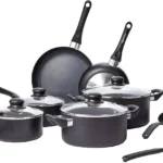 Amazon Basics Non-Stick Kitchen Cookware 15-Piece Set with Stay-Cool Handles, Even Heating, Non-Induction, Includes Pots, Pans, and Utensils, Black
Amazon Basics 15-Piece Non-Stick Kitchen Cookware Set, Stay